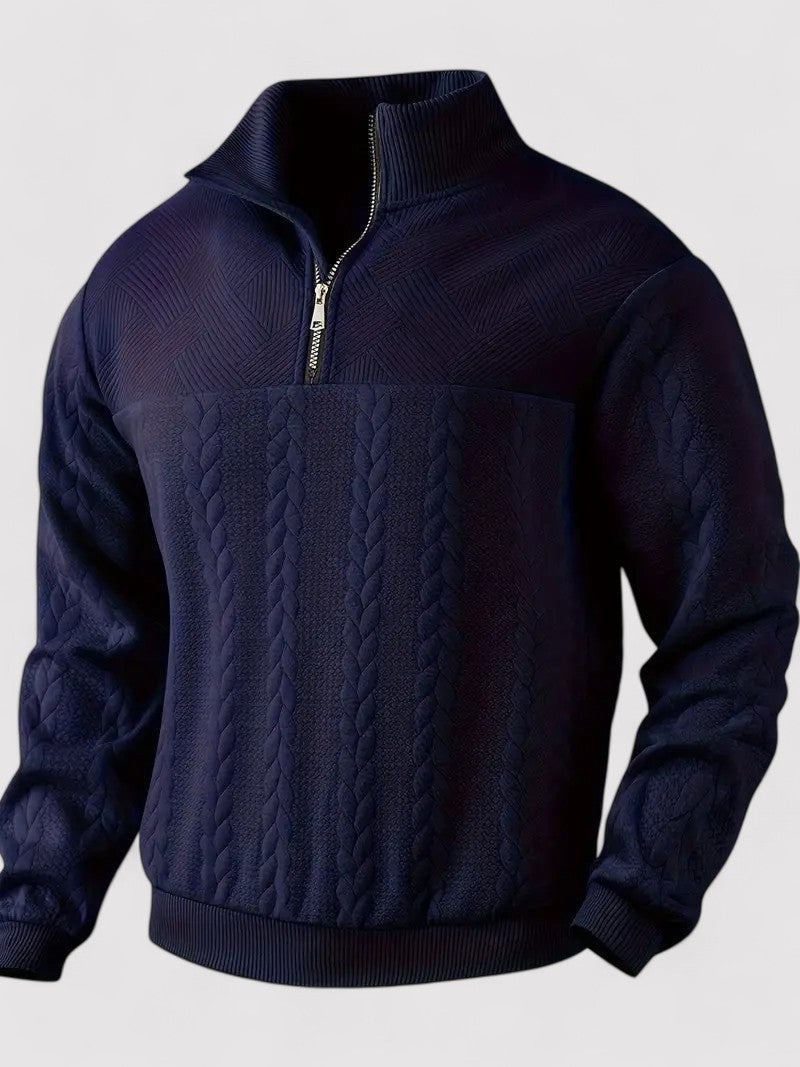 Maglione Elegante da Uomo a Mezzo Zip in Maglia per Stile e Comfort Stile Italiano
