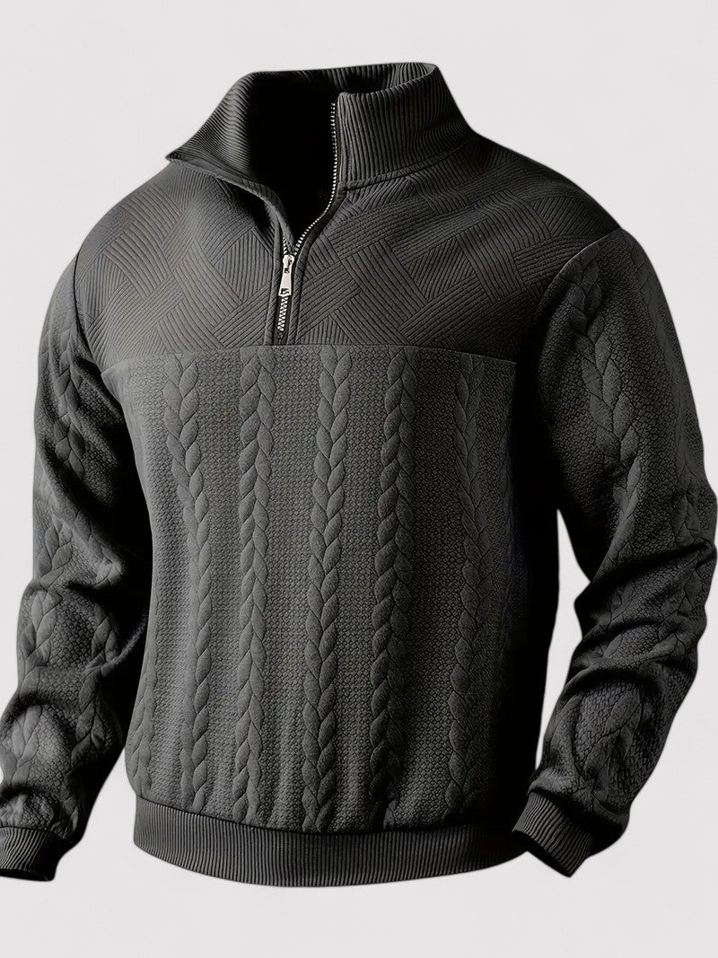 Maglione Elegante da Uomo a Mezzo Zip in Maglia per Stile e Comfort Stile Italiano