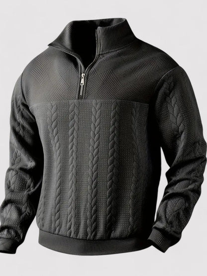 Maglione Elegante da Uomo a Mezzo Zip in Maglia per Stile e Comfort Stile Italiano