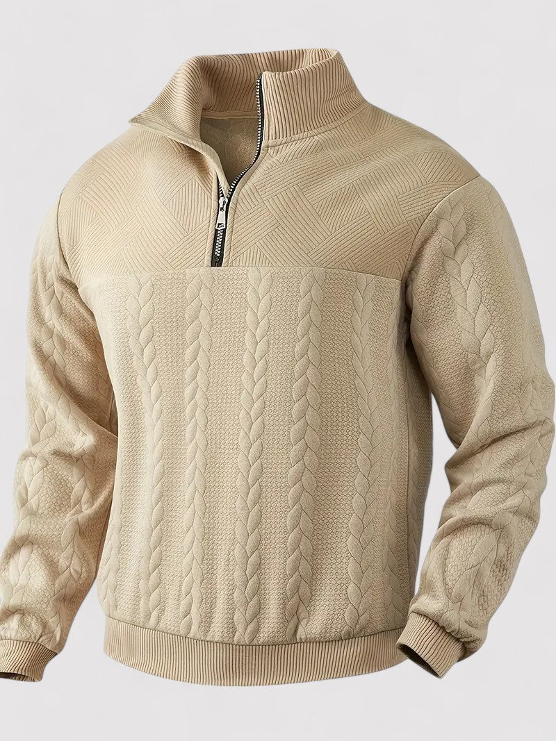 Maglione Elegante da Uomo a Mezzo Zip in Maglia per Stile e Comfort Stile Italiano