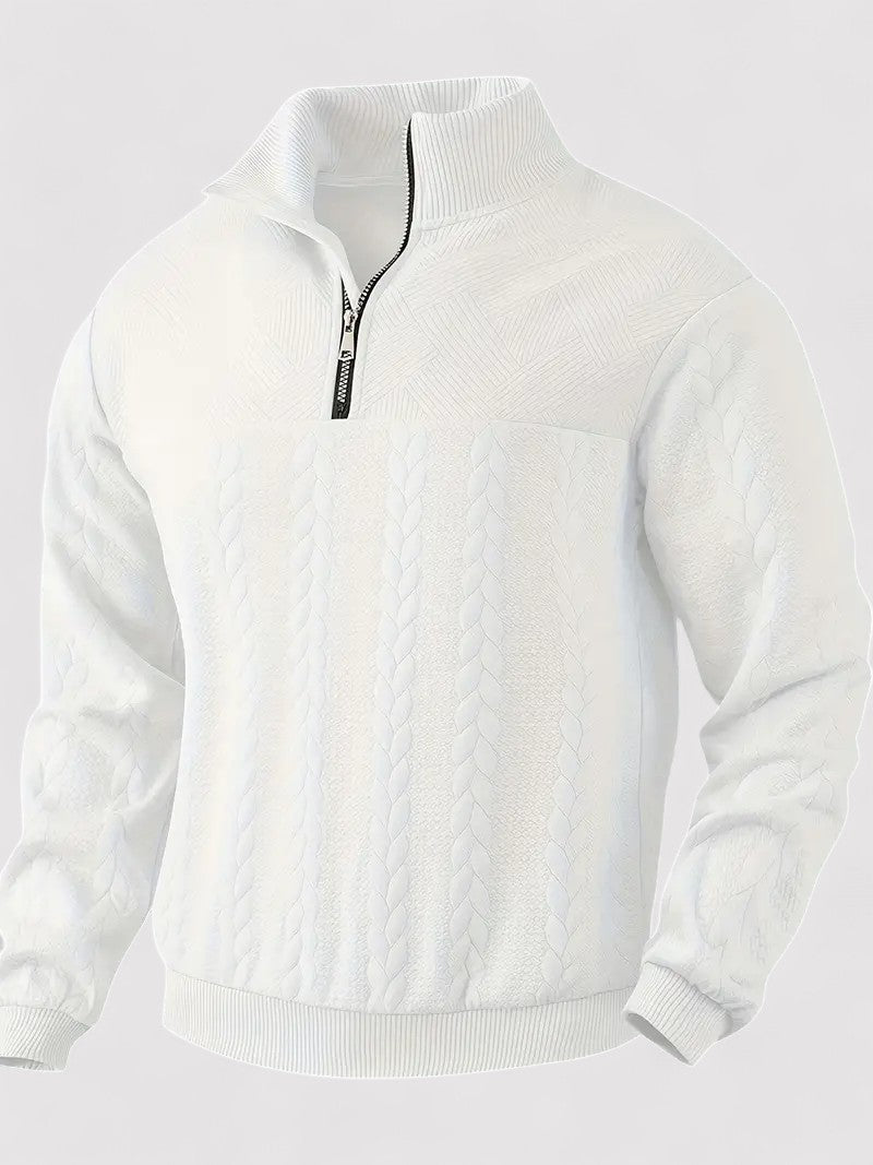 Maglione Elegante da Uomo a Mezzo Zip in Maglia per Stile e Comfort Stile Italiano