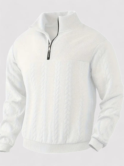 Maglione Elegante da Uomo a Mezzo Zip in Maglia per Stile e Comfort Stile Italiano