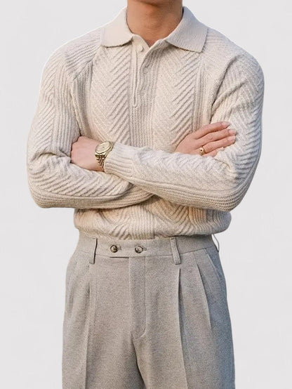 Maglione Polo Elegante da Uomo a Maniche Lunghe in Tessuto Morbido e Traspirante Stile Italiano