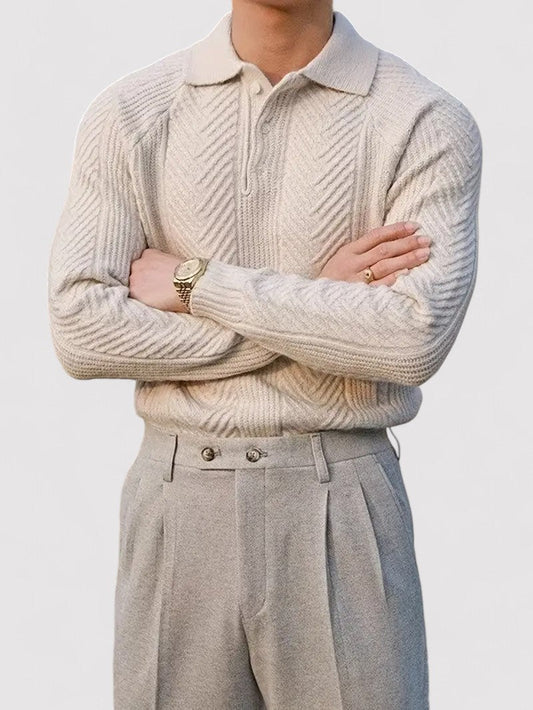 Maglione Polo Elegante da Uomo a Maniche Lunghe in Tessuto Morbido e Traspirante Stile Italiano