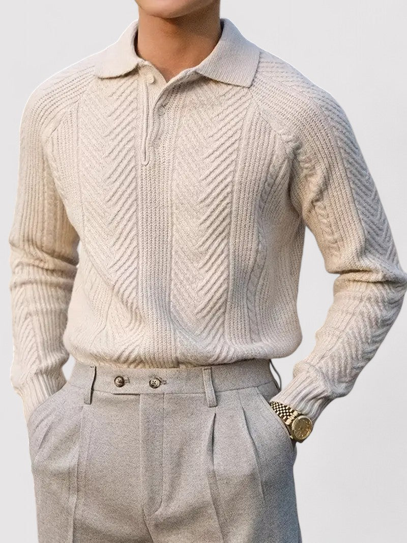 Maglione Polo Elegante da Uomo a Maniche Lunghe in Tessuto Morbido e Traspirante Stile Italiano
