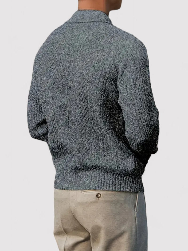 Maglione Polo Elegante da Uomo a Maniche Lunghe in Tessuto Morbido e Traspirante Stile Italiano
