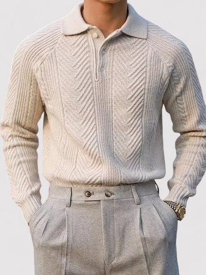 Maglione Polo Elegante da Uomo a Maniche Lunghe in Tessuto Morbido e Traspirante Stile Italiano
