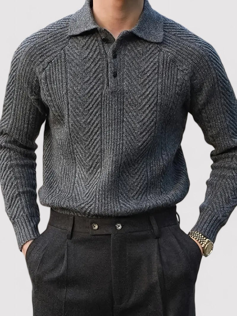 Maglione Polo Elegante da Uomo a Maniche Lunghe in Tessuto Morbido e Traspirante Stile Italiano