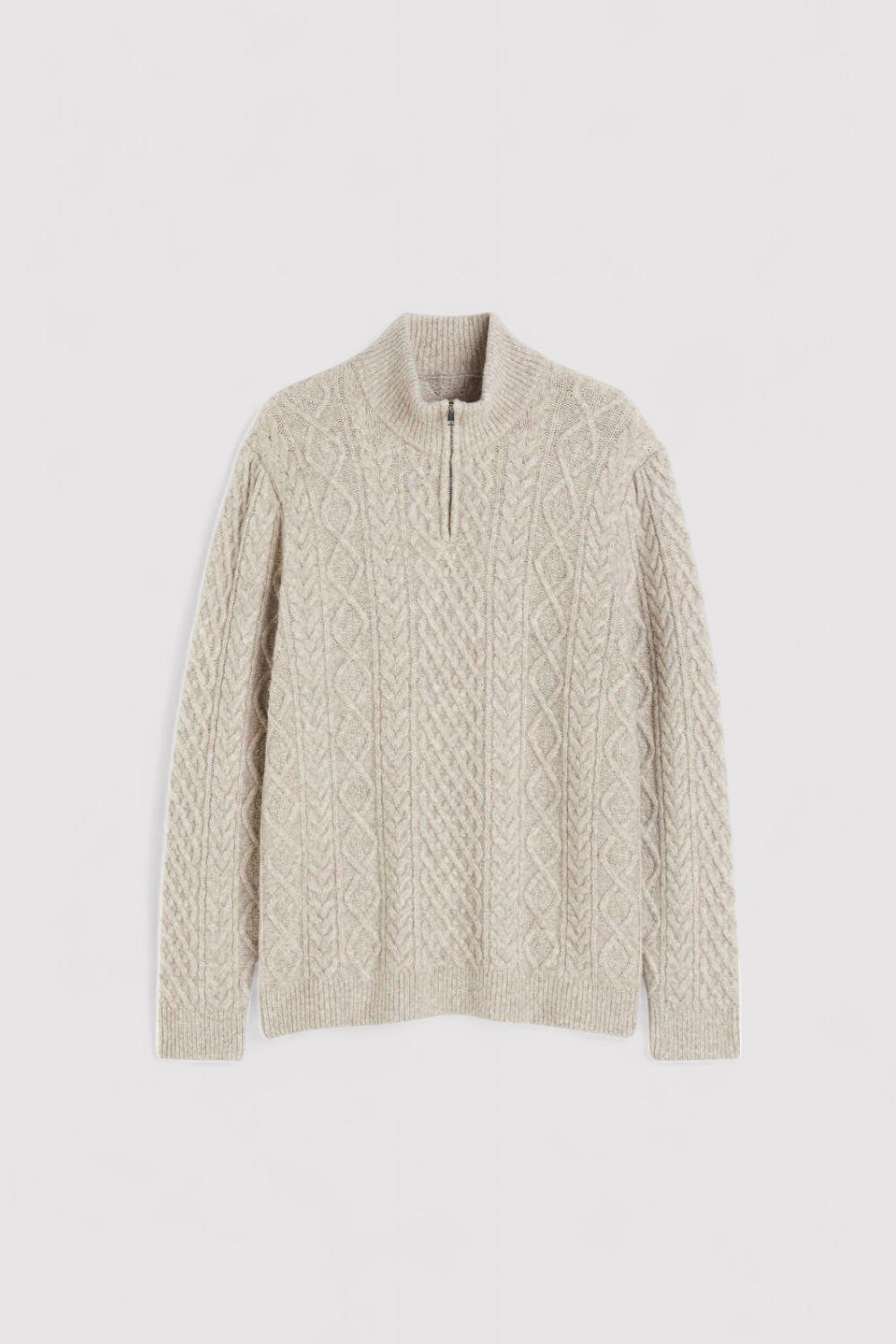 Maglione Uomo a Mezzo Zip Patternato Caldo in Stile Old Money - Elegante e Versatile Stile Italiano