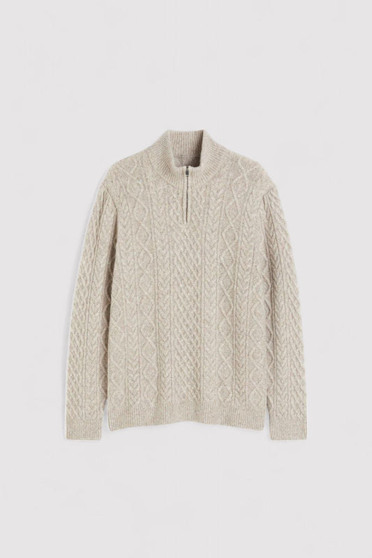 Maglione Uomo a Mezzo Zip Patternato Caldo in Stile Old Money - Elegante e Versatile Stile Italiano