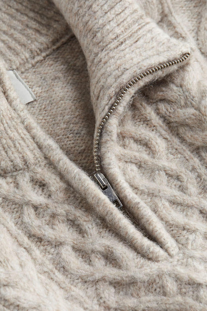 Maglione Uomo a Mezzo Zip Patternato Caldo in Stile Old Money - Elegante e Versatile Stile Italiano