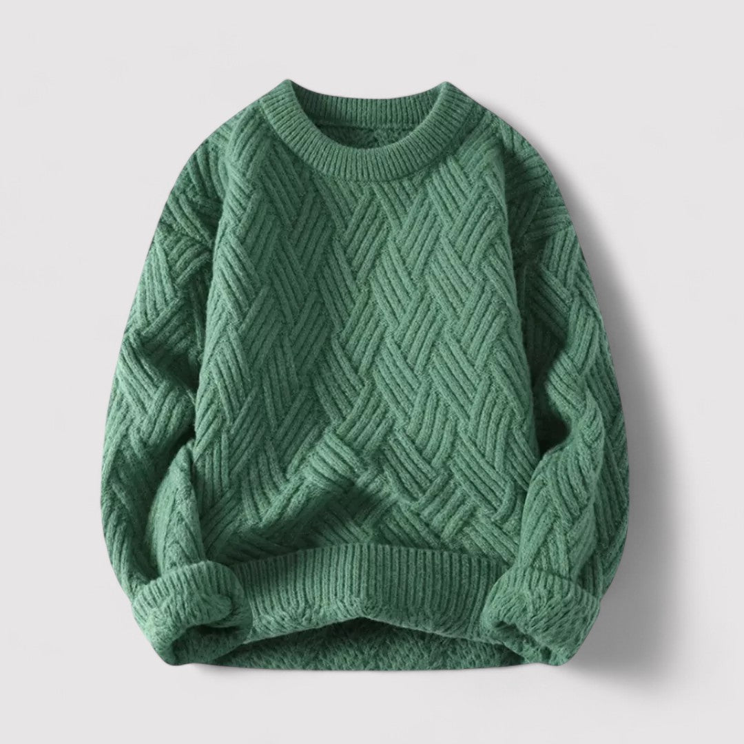 Maglione a Treccia Herringbone Elegante e Caldo Stile Italiano
