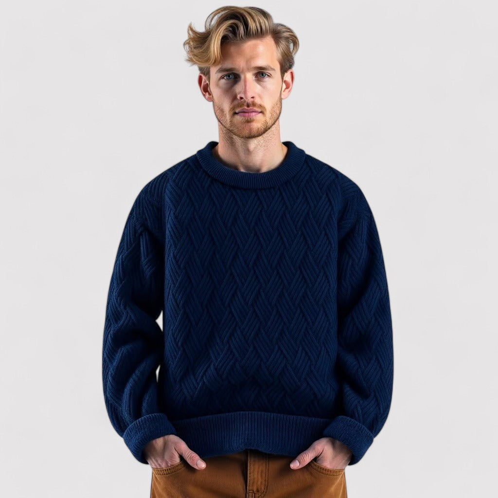 Maglione a Treccia Herringbone Elegante e Caldo Stile Italiano