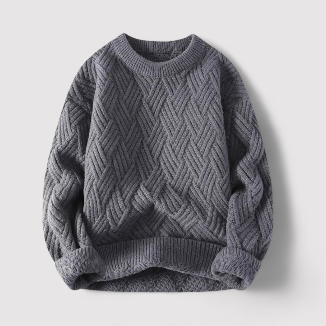 Maglione a Treccia Herringbone Elegante e Caldo Stile Italiano