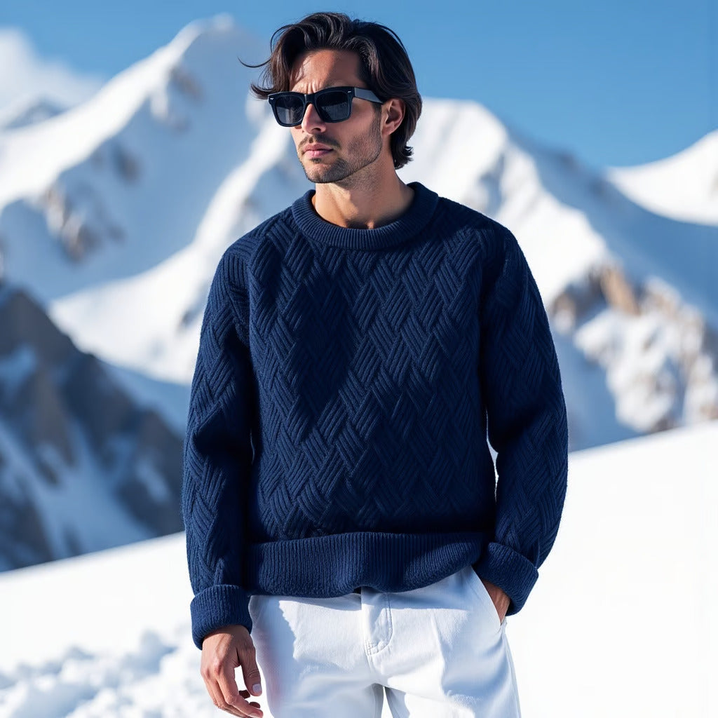 Maglione a Treccia Herringbone Elegante e Caldo Stile Italiano