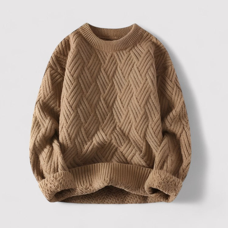 Maglione a Treccia Herringbone Elegante e Caldo Stile Italiano