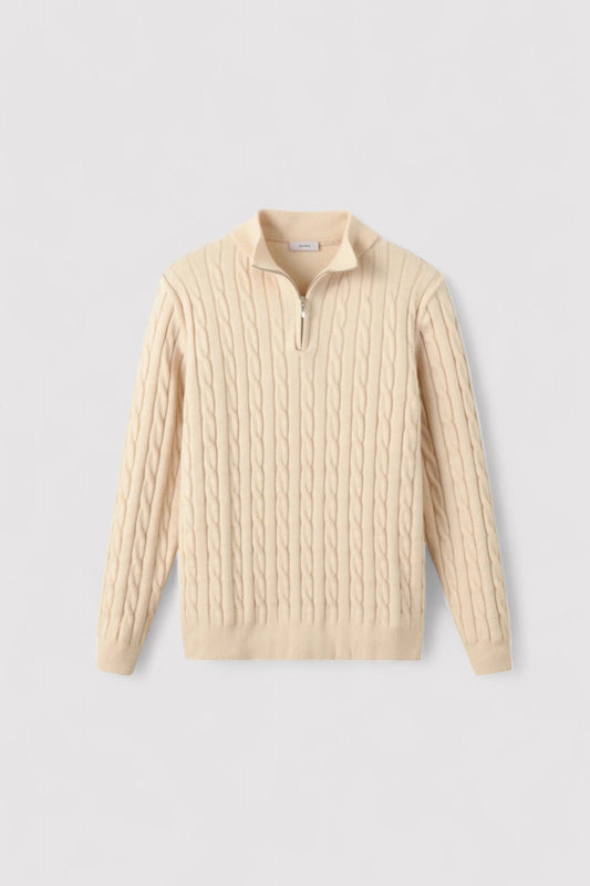 Maglione da Uomo Elegante con Zip e Maglia a Cavo - Comfort e Stile per Ogni Occasione Stile Italiano