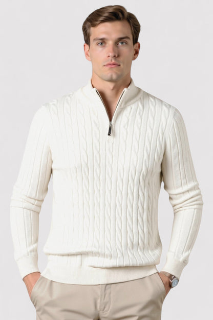 Maglione da Uomo Elegante con Zip e Maglia a Cavo - Comfort e Stile per Ogni Occasione Stile Italiano
