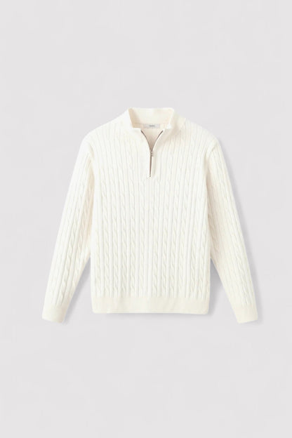 Maglione da Uomo Elegante con Zip e Maglia a Cavo - Comfort e Stile per Ogni Occasione Stile Italiano