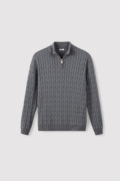 Maglione da Uomo Elegante con Zip e Maglia a Cavo - Comfort e Stile per Ogni Occasione Stile Italiano