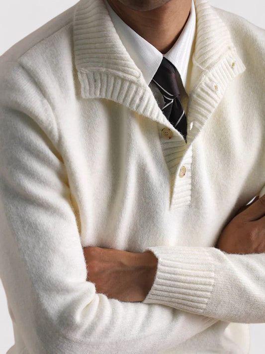 Maglione in Cashmere a Mezzo Bottone Elegante Old Money Stile Italiano