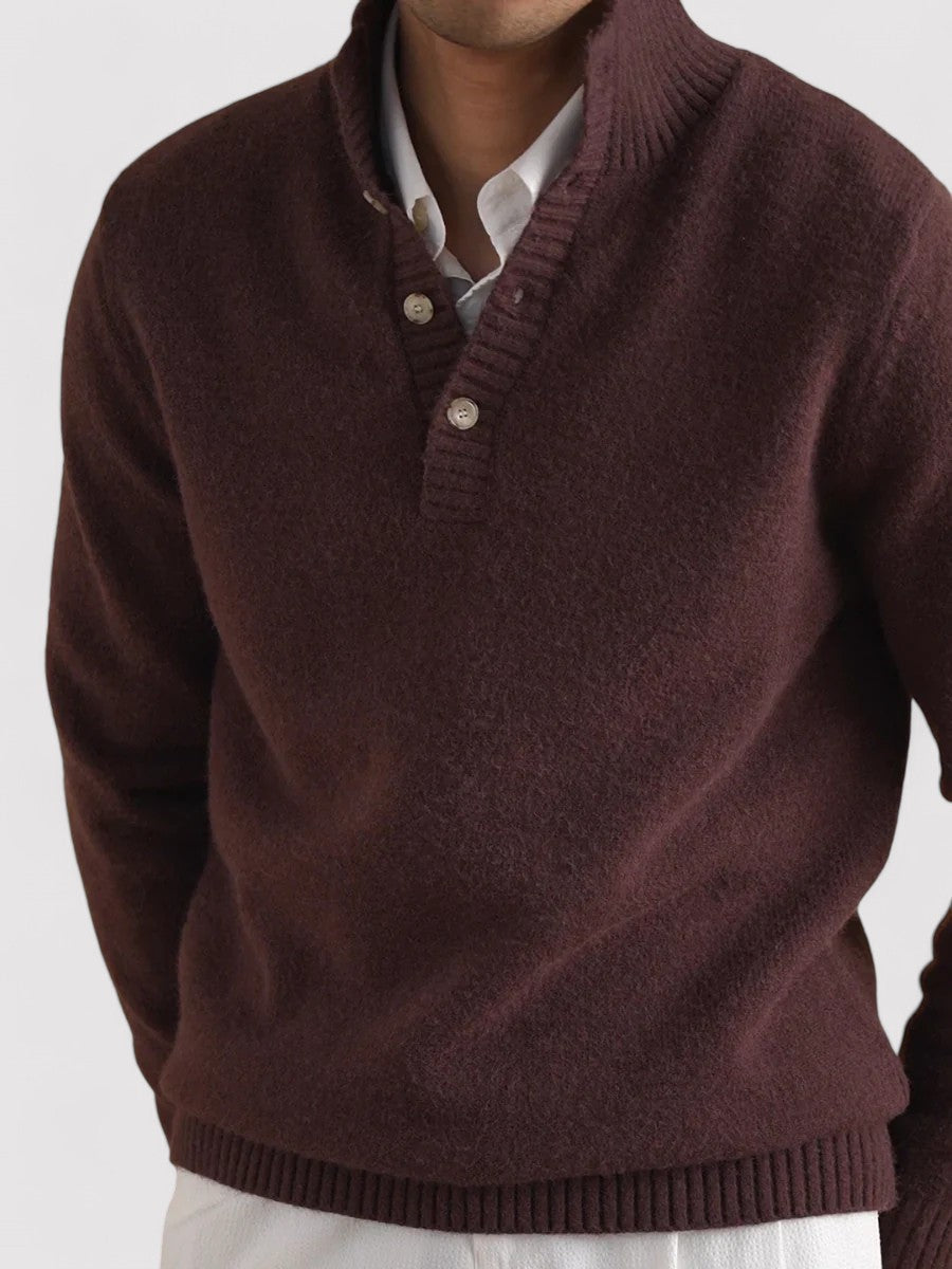 Maglione in Cashmere a Mezzo Bottone Elegante Old Money Stile Italiano