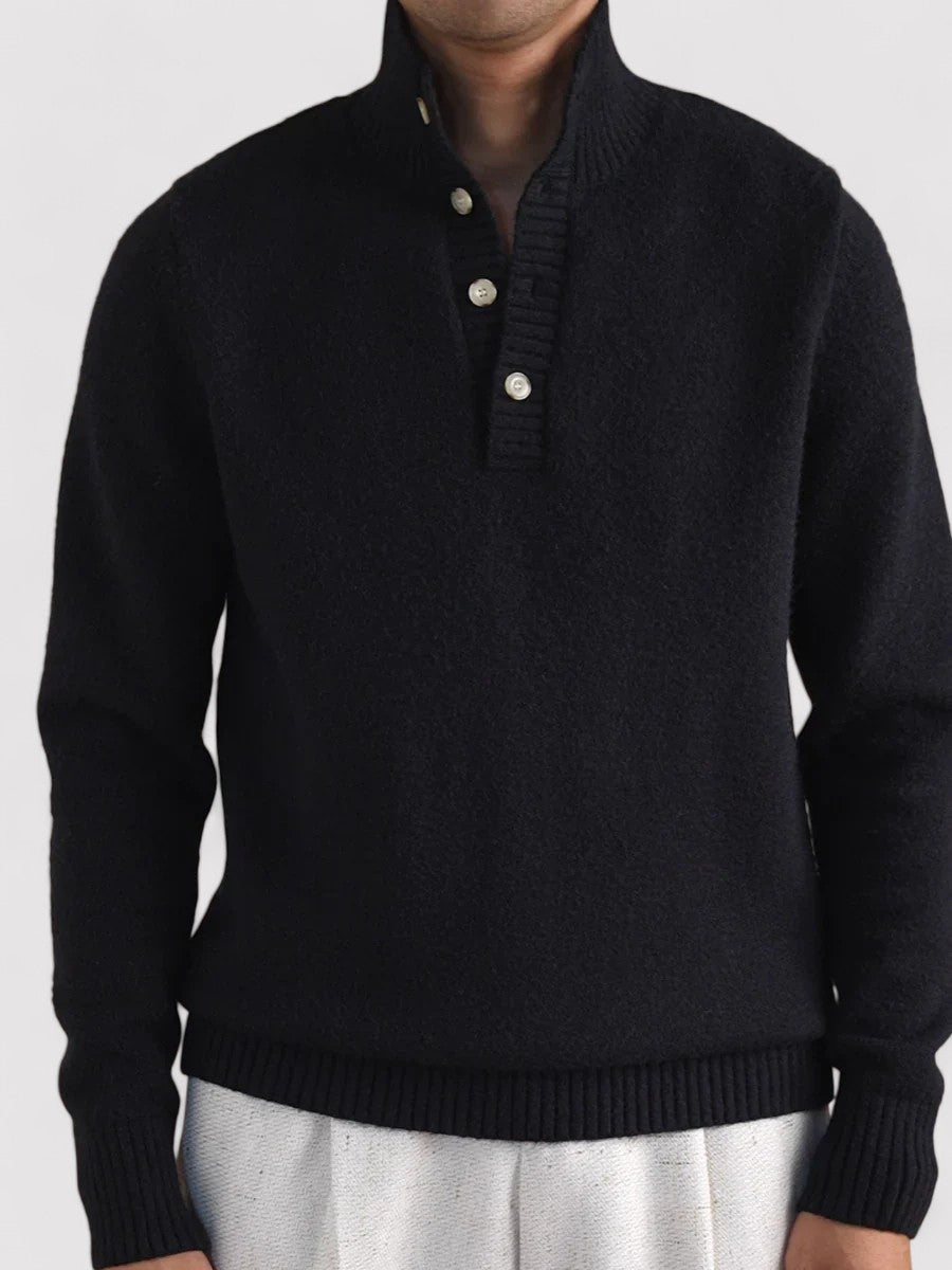 Maglione in Cashmere a Mezzo Bottone Elegante Old Money Stile Italiano