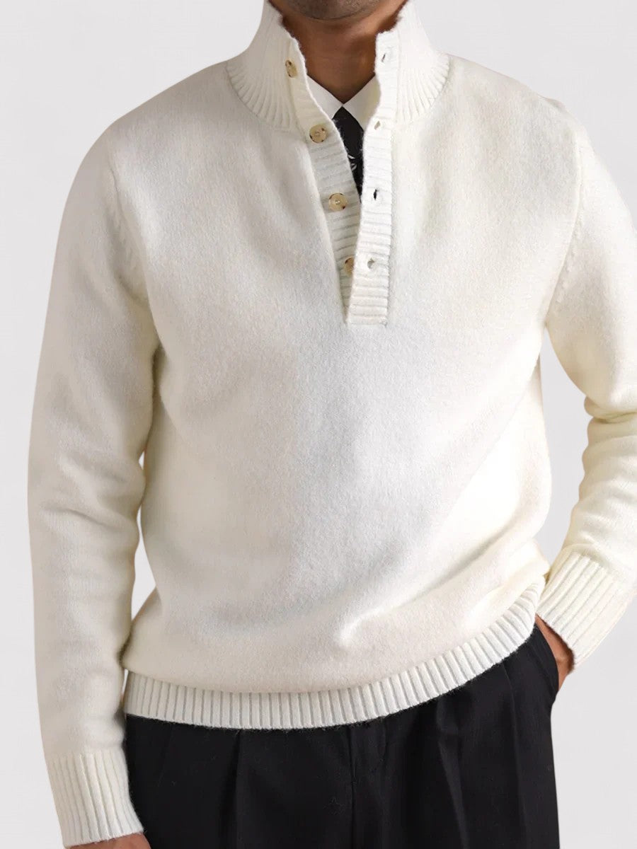 Maglione in Cashmere a Mezzo Bottone Elegante Old Money Stile Italiano