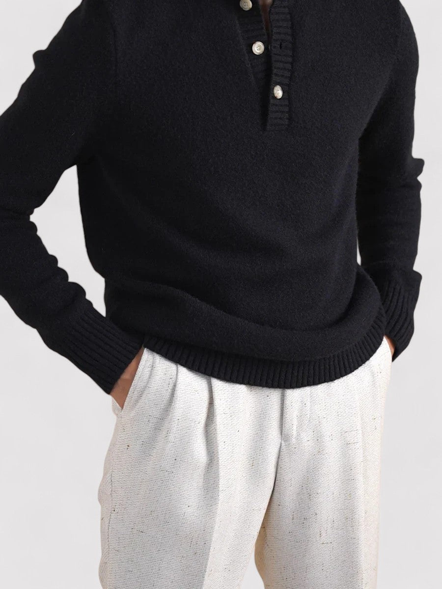 Maglione in Cashmere a Mezzo Bottone Elegante Old Money Stile Italiano