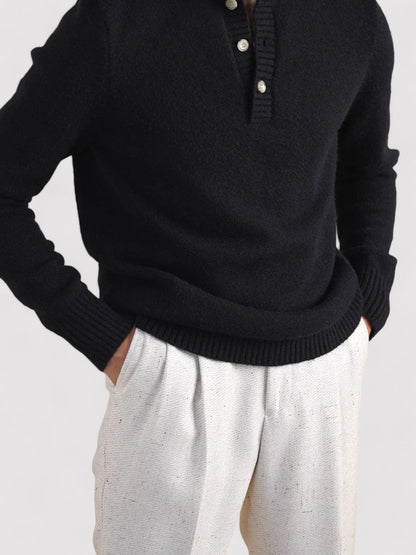 Maglione in Cashmere a Mezzo Bottone Elegante Old Money Stile Italiano
