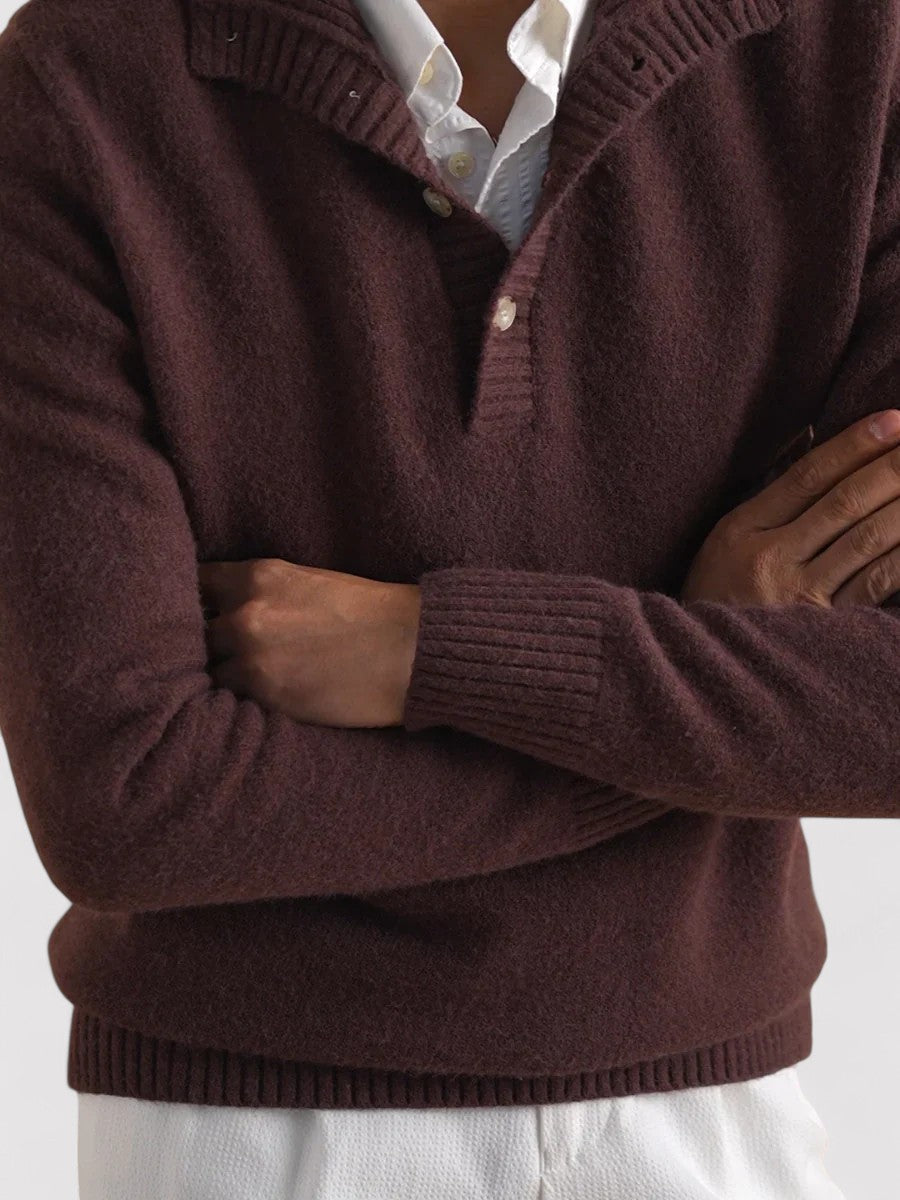 Maglione in Cashmere a Mezzo Bottone Elegante Old Money Stile Italiano