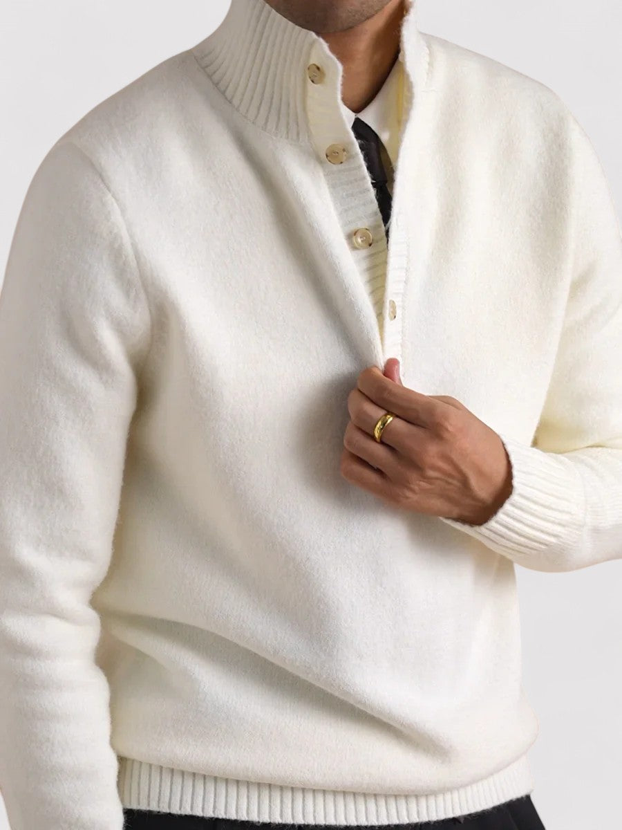 Maglione in Cashmere a Mezzo Bottone Elegante Old Money Stile Italiano