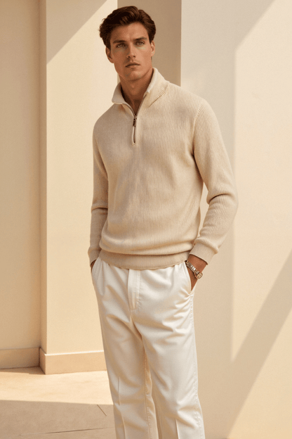 Maglione in Lana per Uomo con Zip - Elegante e Classico per l'Inverno Stile Italiano