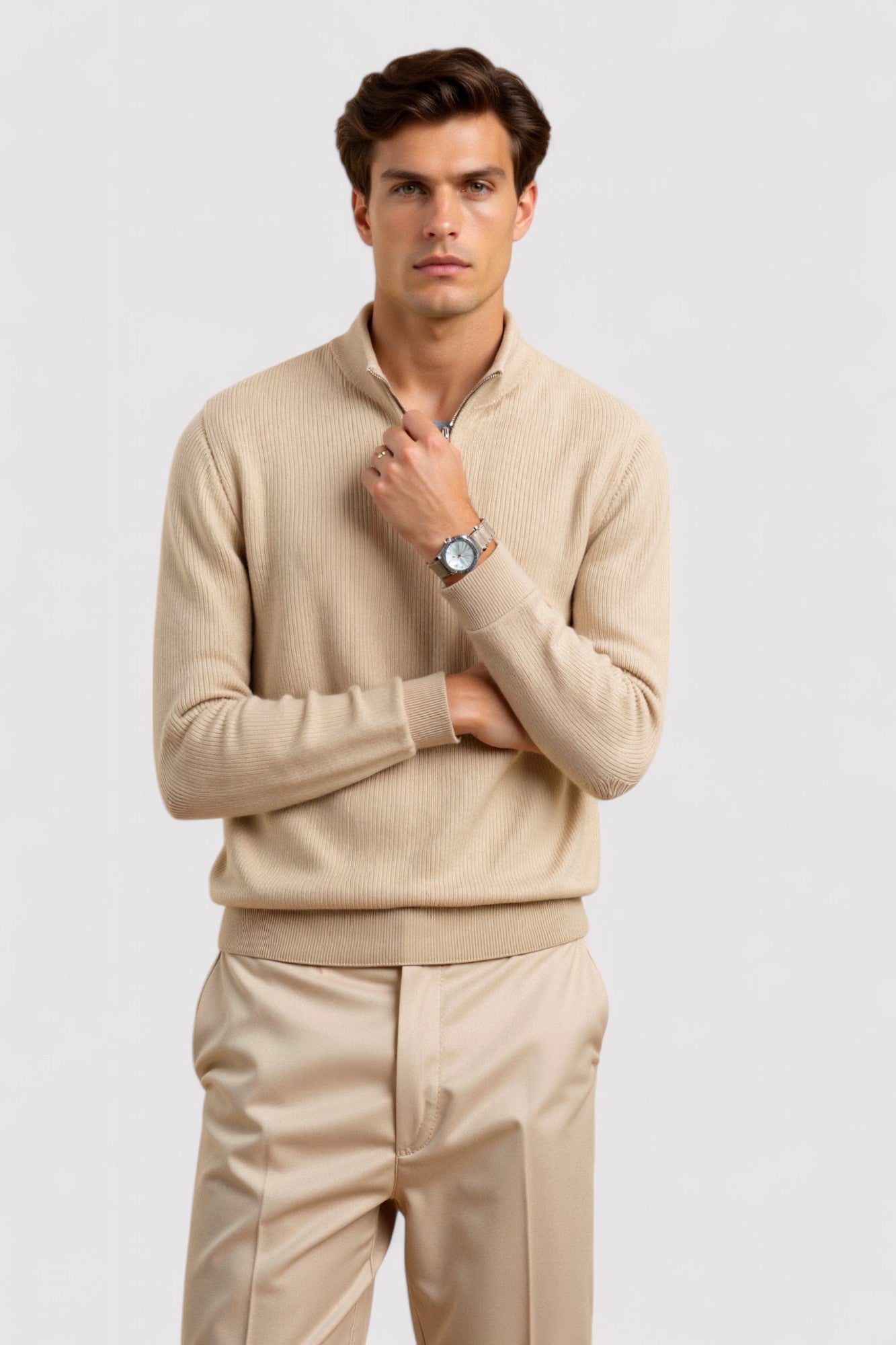 Maglione in Lana per Uomo con Zip - Elegante e Classico per l'Inverno Stile Italiano