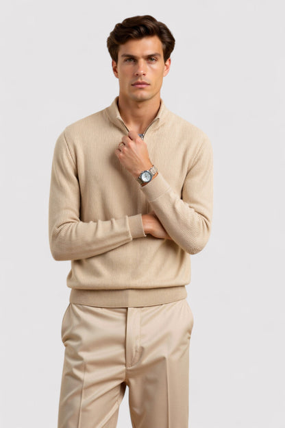 Maglione in Lana per Uomo con Zip - Elegante e Classico per l'Inverno Stile Italiano