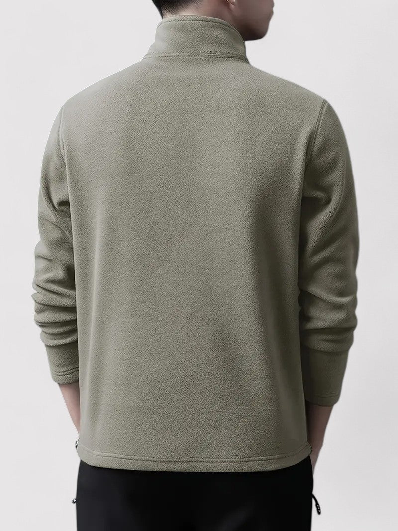 Maglione in pile da uomo con zip a metà e collo rotondo, elegante e caldo per l'autunno Stile Italiano