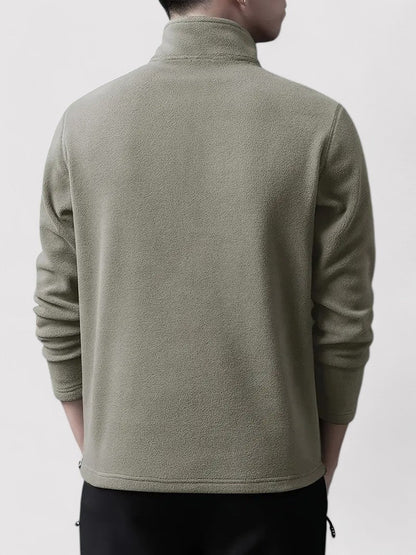 Maglione in pile da uomo con zip a metà e collo rotondo, elegante e caldo per l'autunno Stile Italiano