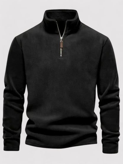 Maglione in pile da uomo con zip a metà e collo rotondo, elegante e caldo per l'autunno Stile Italiano