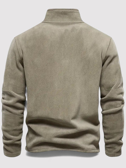 Maglione in pile da uomo con zip a metà e collo rotondo, elegante e caldo per l'autunno Stile Italiano
