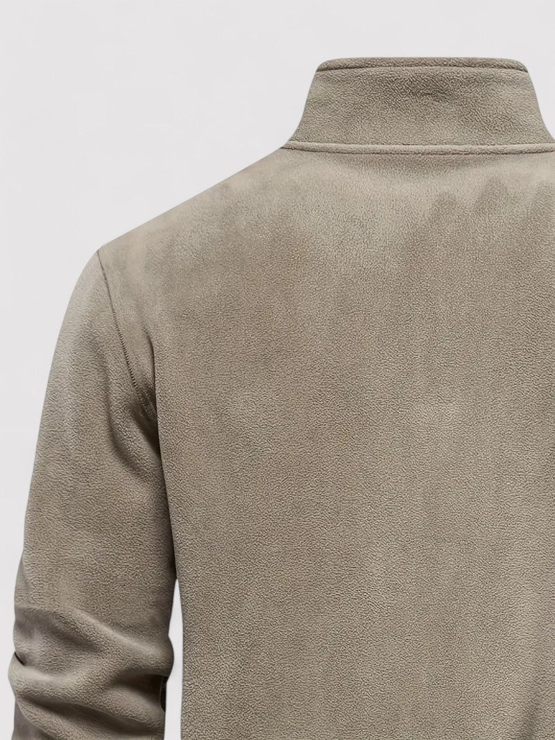 Maglione in pile da uomo con zip a metà e collo rotondo, elegante e caldo per l'autunno Stile Italiano