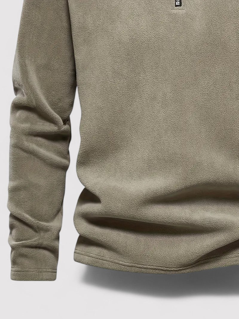 Maglione in pile da uomo con zip a metà e collo rotondo, elegante e caldo per l'autunno Stile Italiano