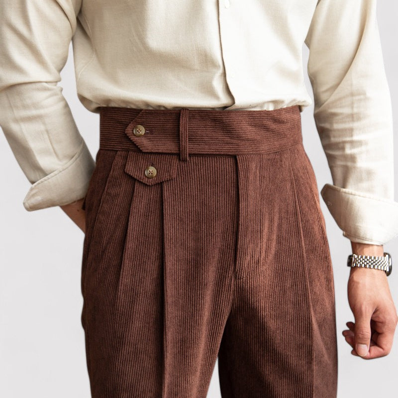 Pantaloni eleganti in velluto a coste con pieghe per uomo - Comfort e raffinatezza Stile Italiano