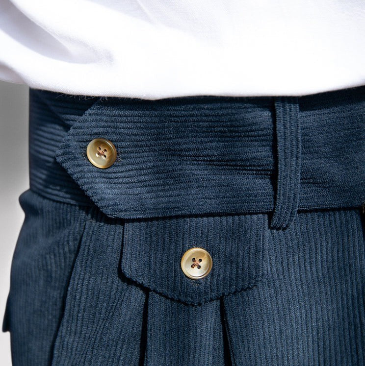 Pantaloni eleganti in velluto a coste con pieghe per uomo - Comfort e raffinatezza Stile Italiano