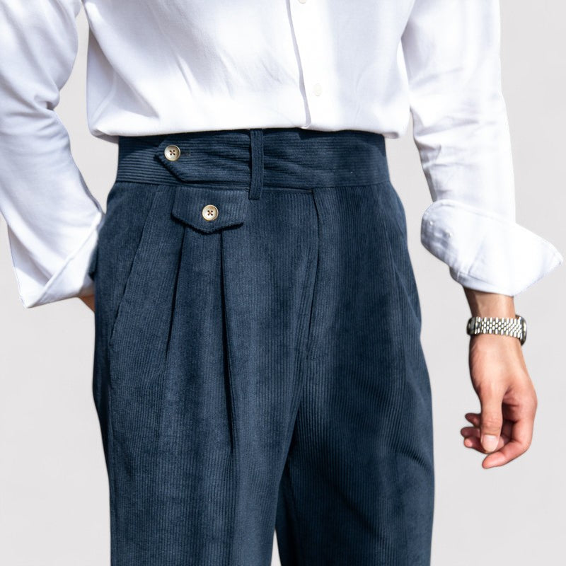 Pantaloni eleganti in velluto a coste con pieghe per uomo - Comfort e raffinatezza Stile Italiano