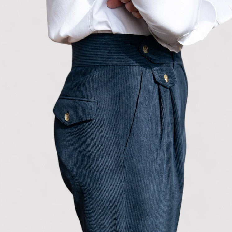 Pantaloni eleganti in velluto a coste con pieghe per uomo - Comfort e raffinatezza Stile Italiano