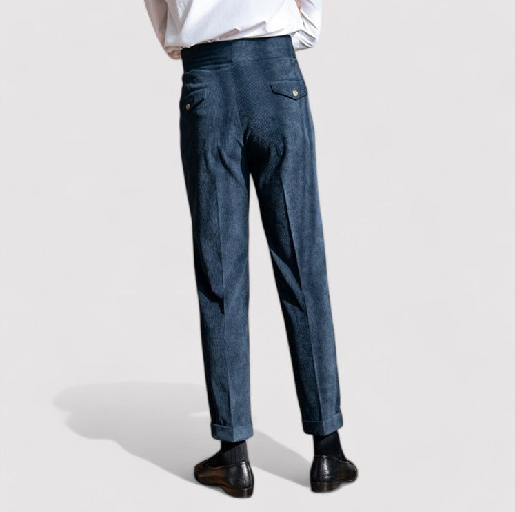 Pantaloni eleganti in velluto a coste con pieghe per uomo - Comfort e raffinatezza Stile Italiano