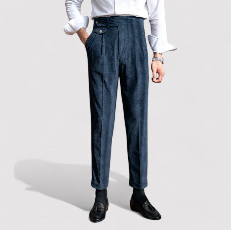 Pantaloni eleganti in velluto a coste con pieghe per uomo - Comfort e raffinatezza Stile Italiano