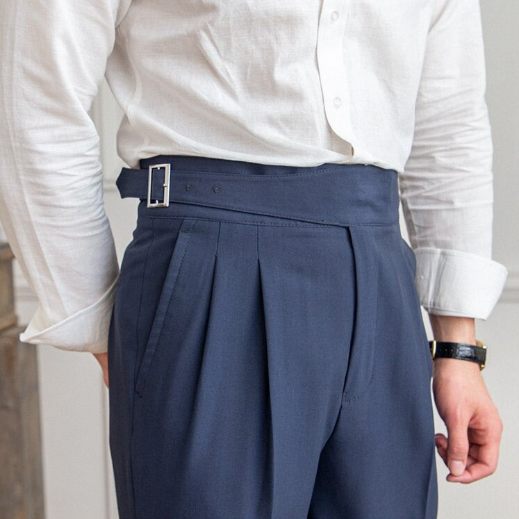 Pantaloni Classici con Fibbia per Uomo Stile Italiano