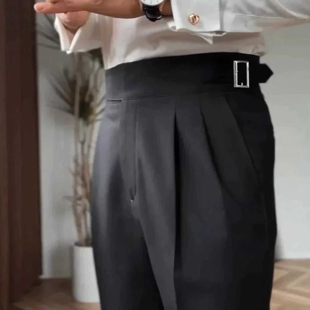 Pantaloni Classici con Fibbia per Uomo Stile Italiano