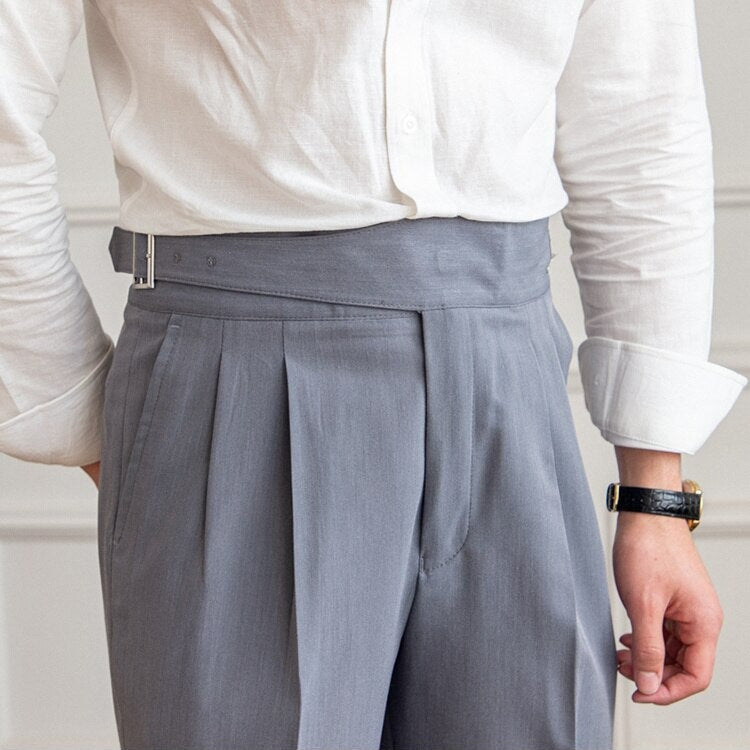 Pantaloni Classici con Fibbia per Uomo Stile Italiano